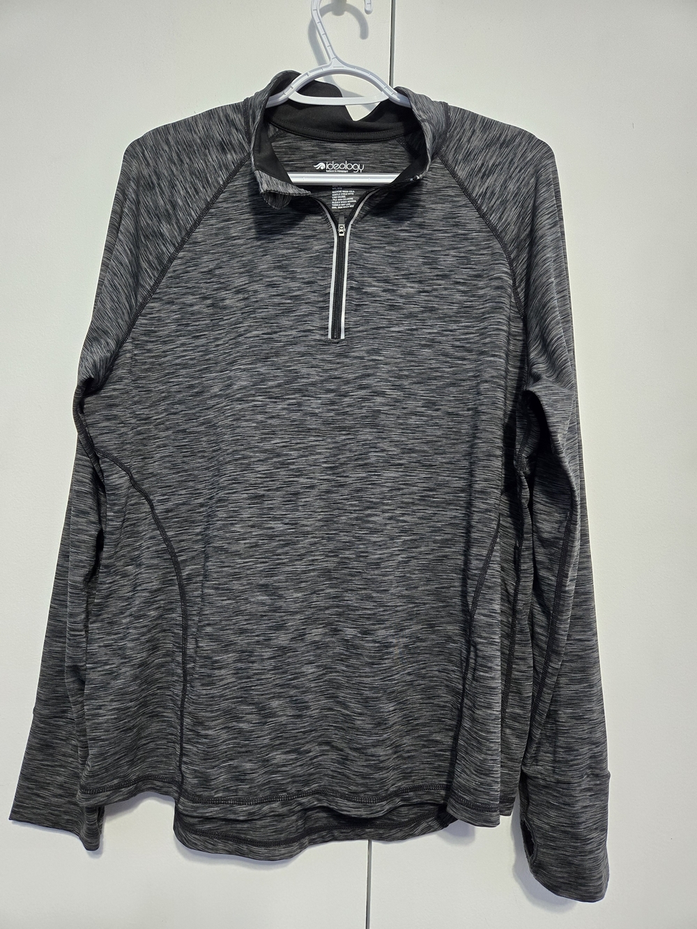 Ideology Womens XL 1/4 Zip Pullover Space Dye Thumbholes Athletic Running Top